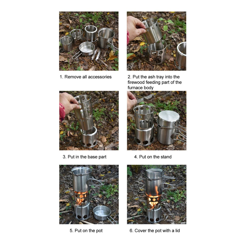Outdoor Camping Cooking Set - Durable Stainless Steel Camping Cookware Set