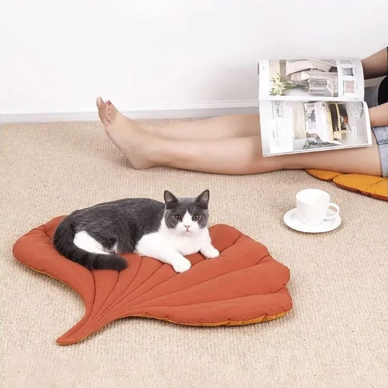 Outdoor Camping Dog Bed - Reversible Soft Leaf Pet Cushion Washable