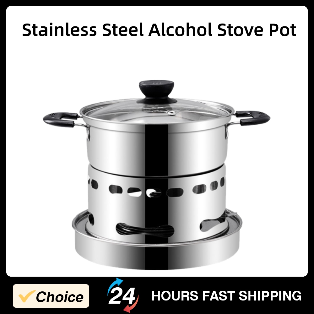 Outdoor Camping Burner - Outdoors Stainless Steel Alcohol Stove Pot