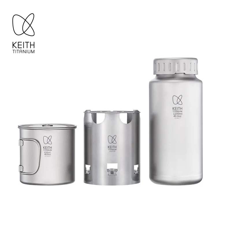 Outdoor Camping Stove Wood - KEITH Pure Titanium Nesting Camping Set