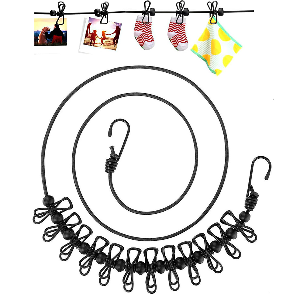 Camping Outdoor Clothing - Portable Clothesline with 12 Clothespins Travel