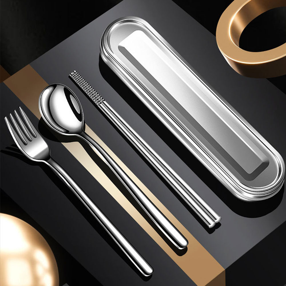 Outdoor Camping Box - Stainless Steel Portable Tableware Box Office