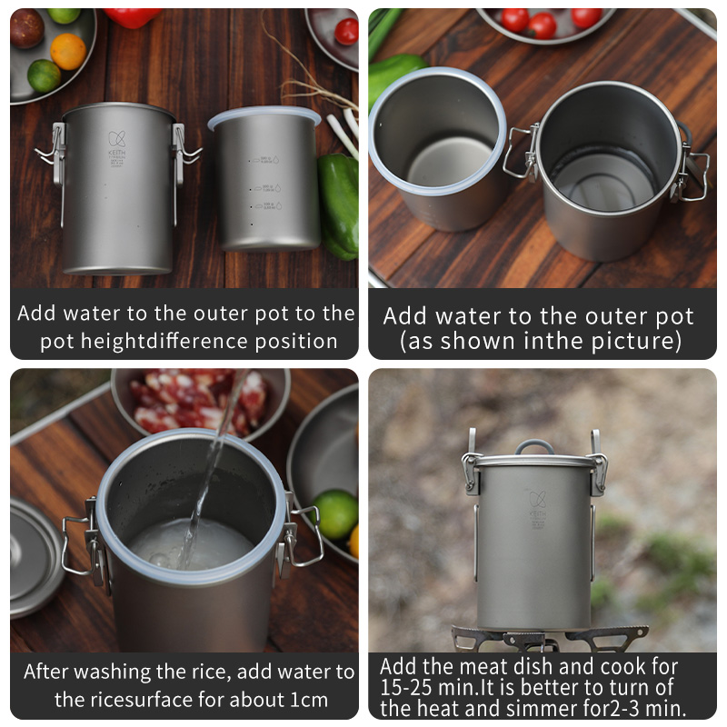 KEITH Pure Titanium Rice Cooke - Outdoor Camping Cooking Set ulasan dan harga