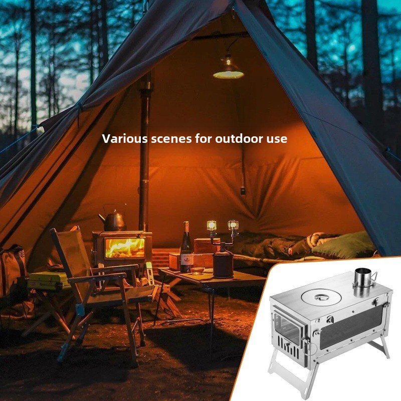 430 Stainless Steel Portable T - Outdoor Camping Stove Wood ulasan dan harga