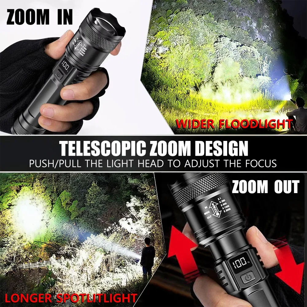 100000LM Super Bright Flashlig - Outdoor Camping Lamp ulasan dan harga