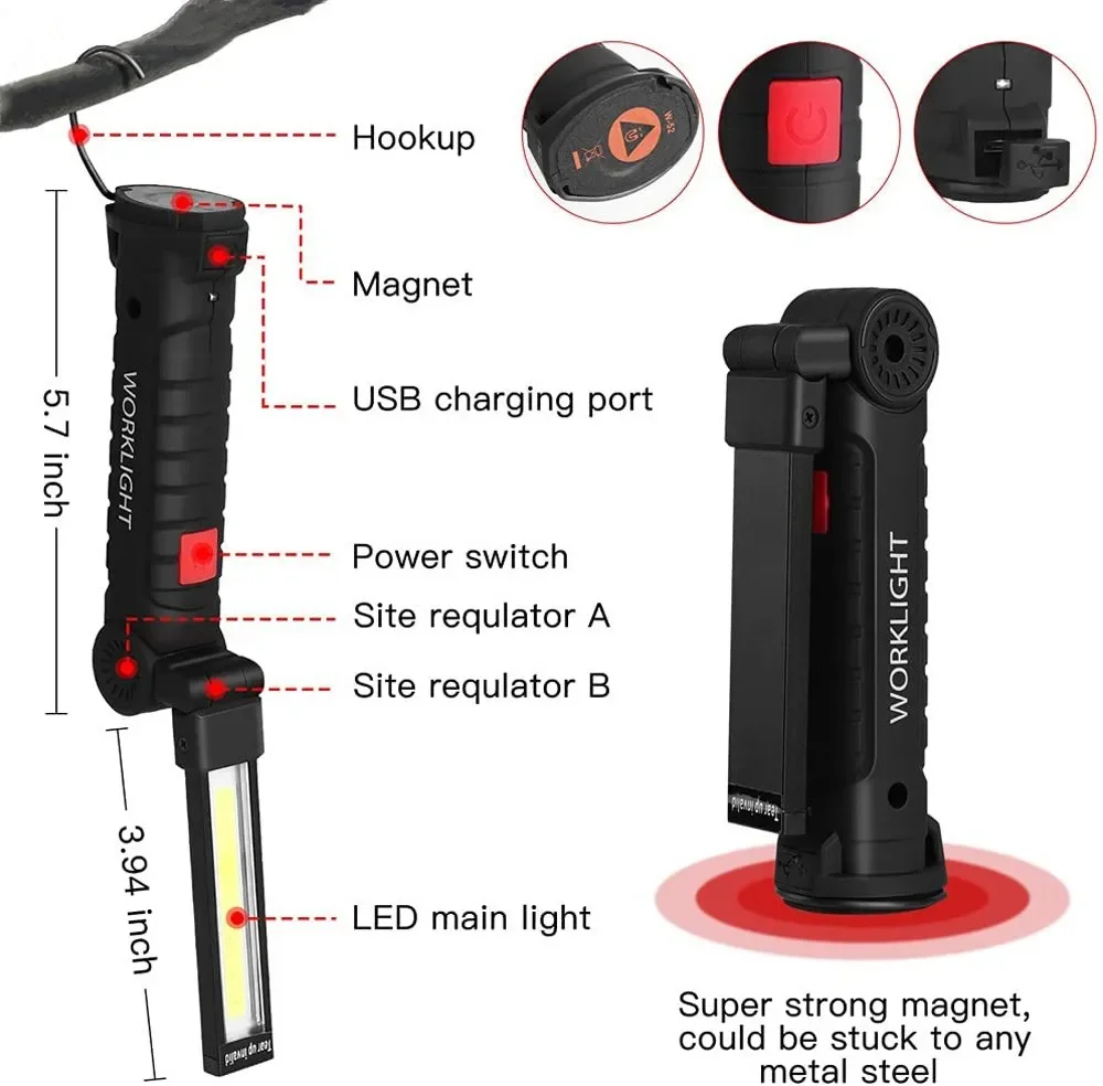 Portable COB LED Flashlight US - Outdoor Camping Lamp ulasan dan harga