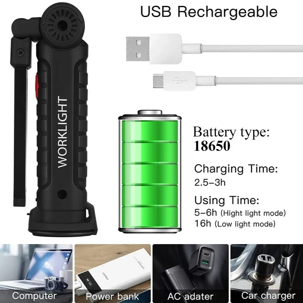 Portable COB LED Flashlight US - Outdoor Camping Lamp ulasan dan harga