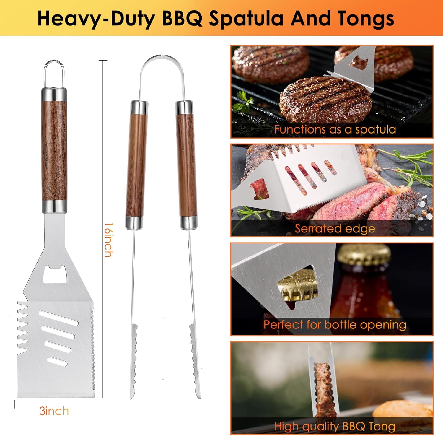34Pcs Heavy Duty Grill Tools S - Outdoor Camping Utensils ulasan dan harga