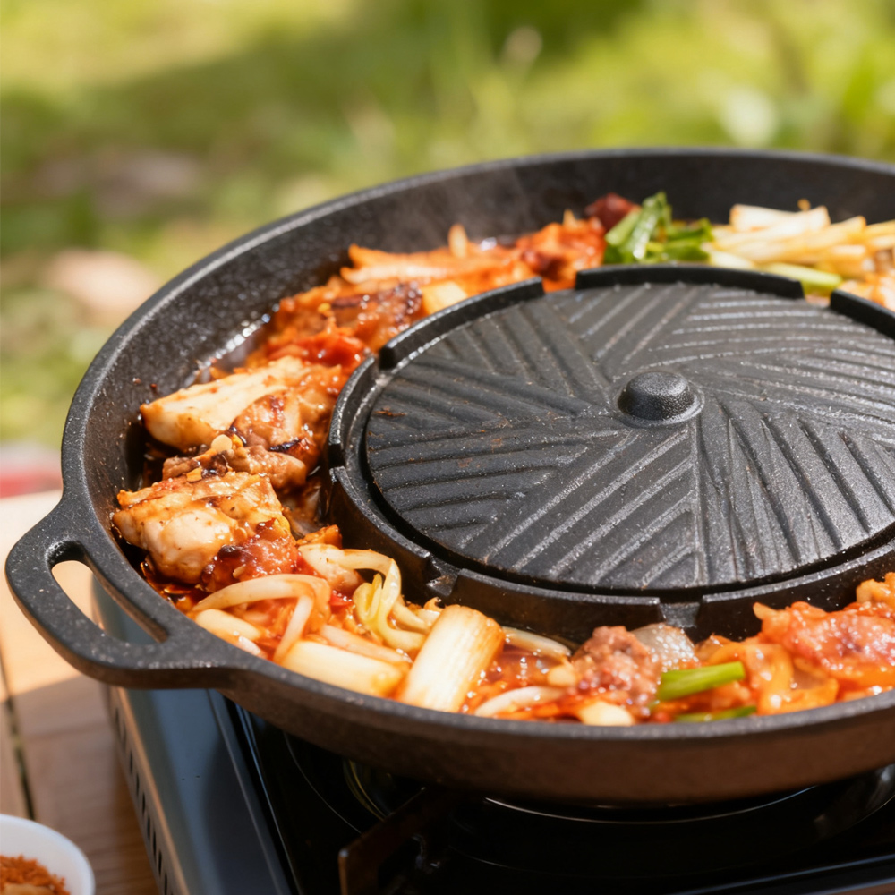 KOSUN Korean BBQ Grill Pan 2 i - Outdoor Camping Cooking Set ulasan dan harga