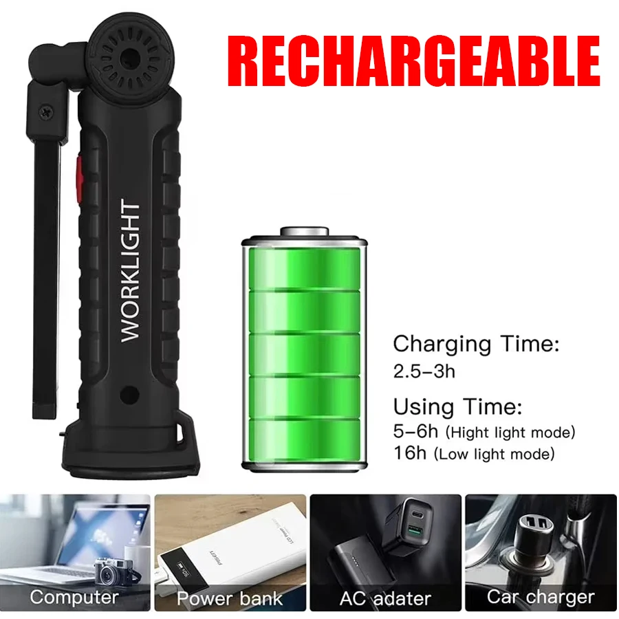 Rechargeable Magnetic Work Lig - Outdoor Camping Lamp ulasan dan harga