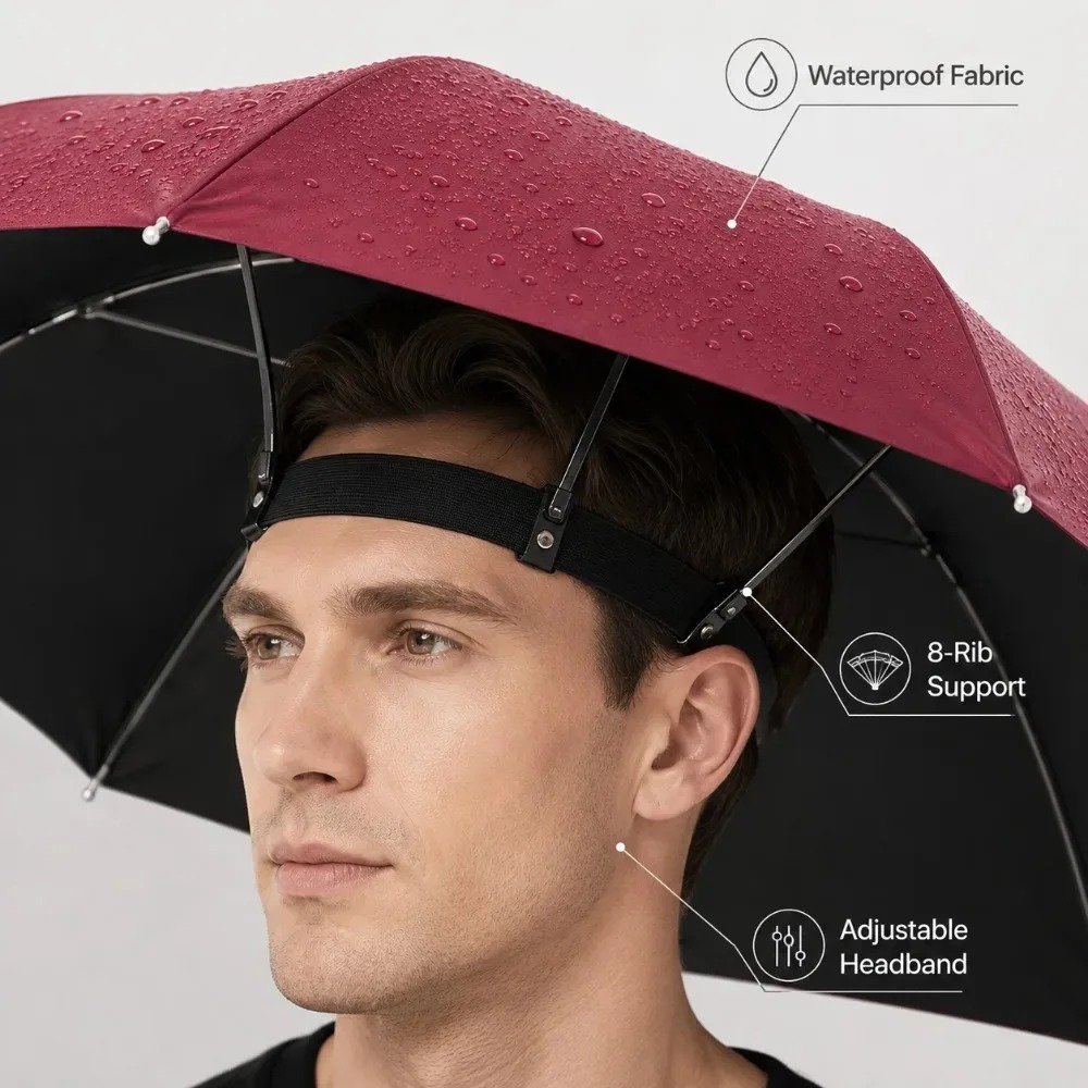 Foldable Head Umbrella Hat Han - Outdoor Camping Umbrella ulasan dan harga
