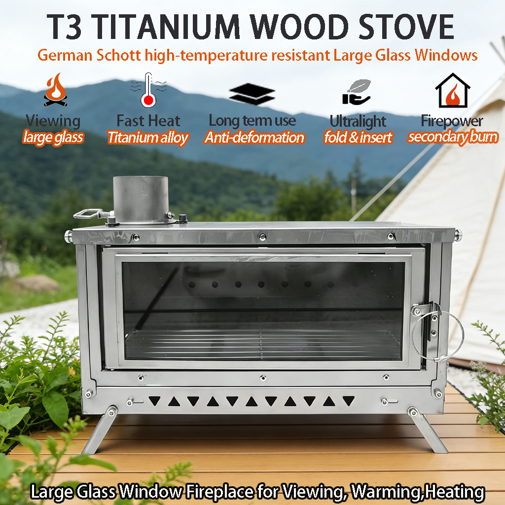 DANCHEL T3 Titanium Tent Stove - Outdoor Camping Stove Wood ulasan dan harga
