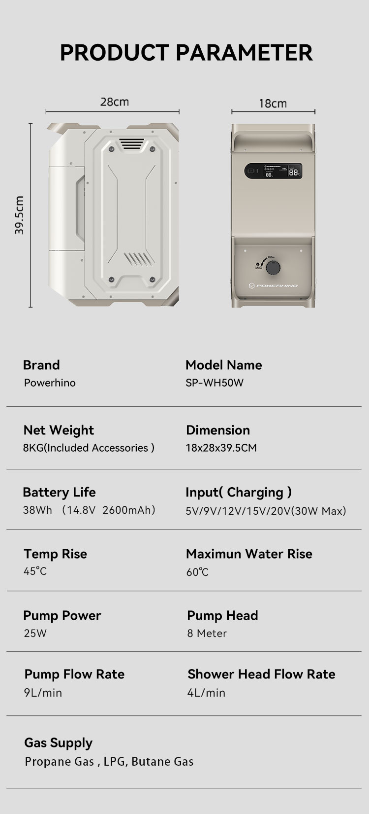 Powerhino Rechargeable 3L Wate - Outdoor Camping Water Heater ulasan dan harga