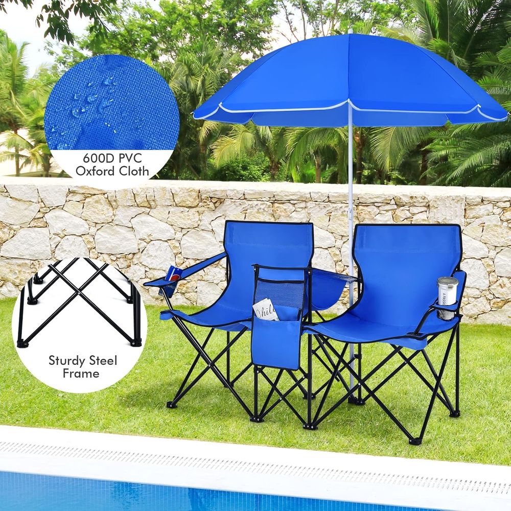 Portable Folding Picnic Chairs - Outdoor Camping Umbrella ulasan dan harga