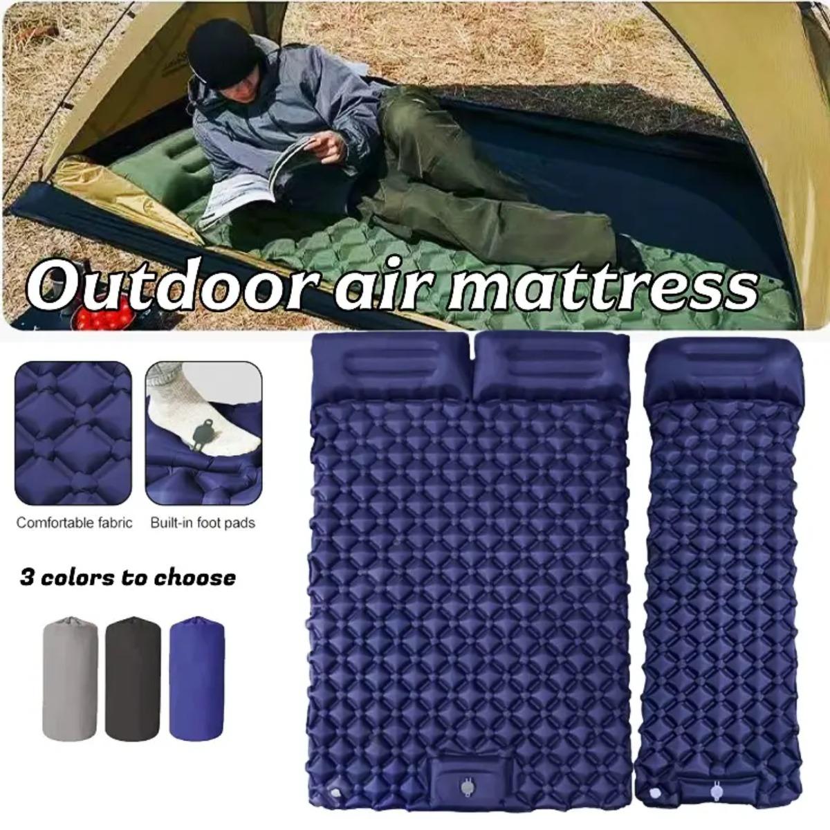 Single & Double Inflatable Air - Outdoor Camping Mat Waterproof ulasan dan harga
