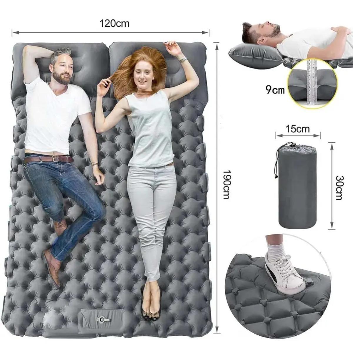 Single & Double Inflatable Air - Outdoor Camping Mat Waterproof ulasan dan harga