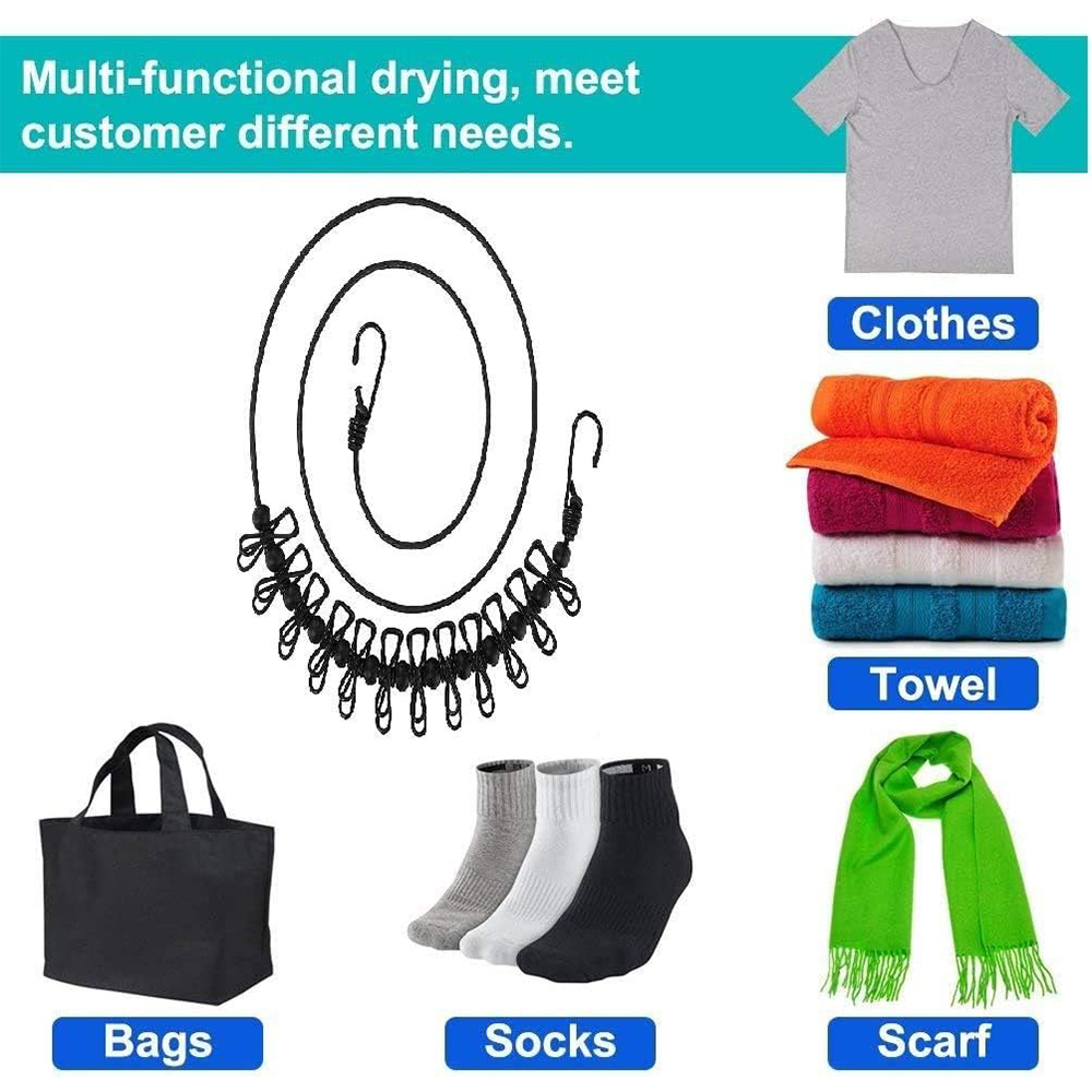 Portable Clothesline with 12 C - Camping Outdoor Clothing ulasan dan harga
