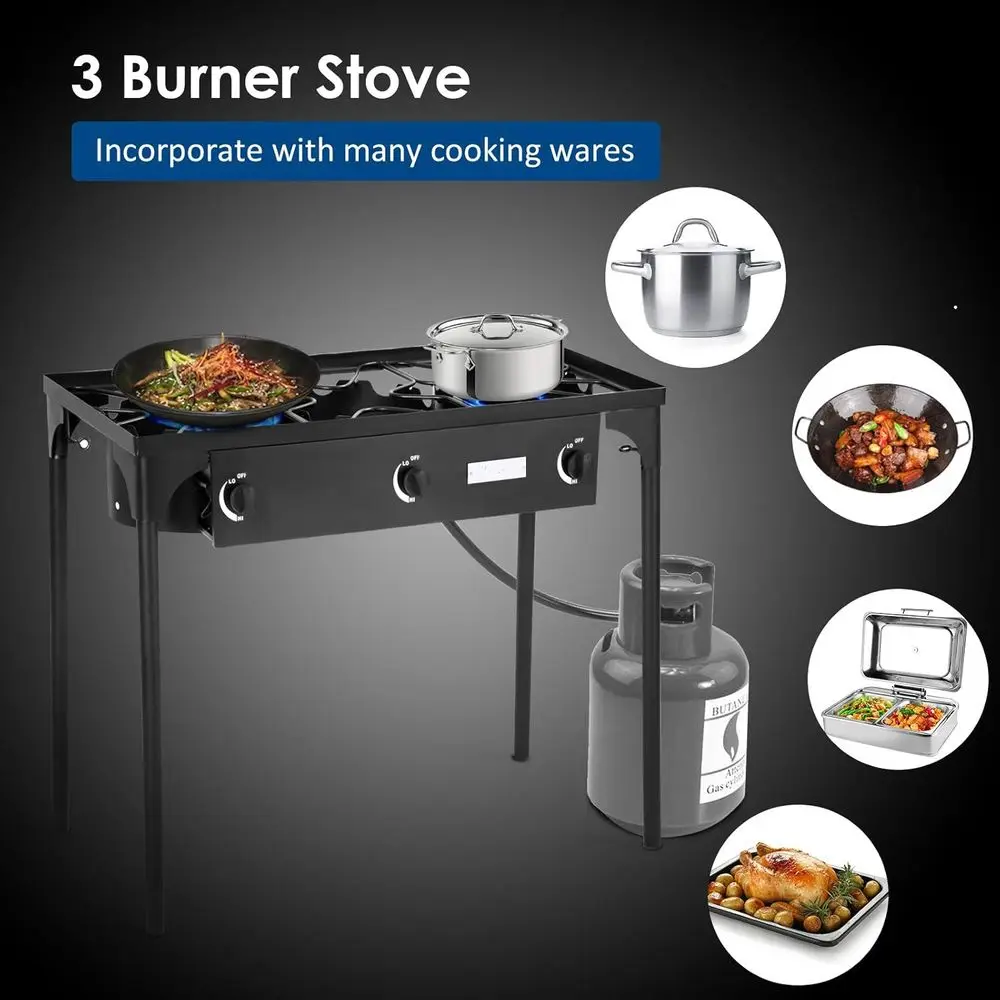 Portable 3-Burner Propane Gas  - Outdoor Camping Burner ulasan dan harga