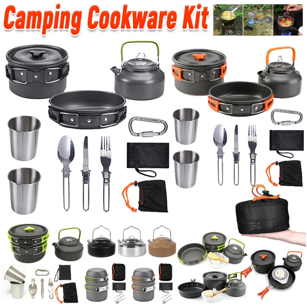Camping Cookware Kit Kettle Po - Outdoor Camping Cooking Set ulasan dan harga
