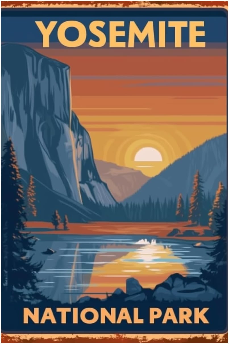 Hiking-Camping Metal-Sign Wall - Outdoor Camping Yosemite ulasan dan harga