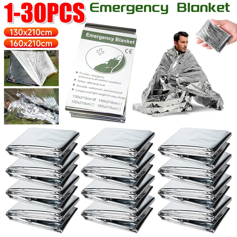 1-30PCS Emergency Blanket Outd - Outdoor Camping Mat Waterproof ulasan dan harga